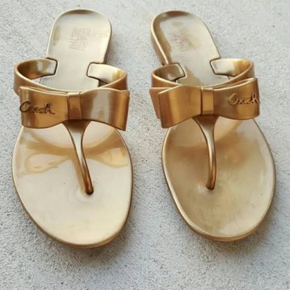Coach Gold Jelly Pretty Bow Sandals